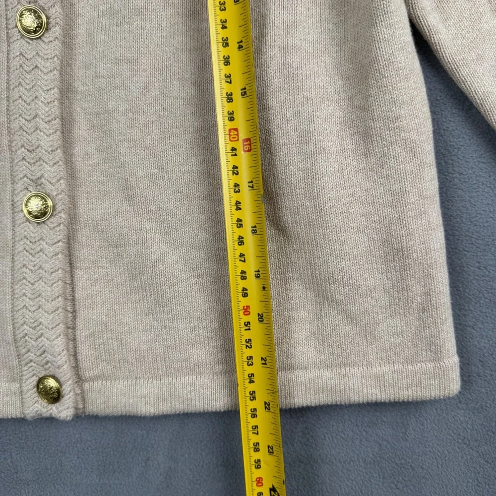 J.Crew Emilie Cardigan Sweater Beige Tan Gold Button Cotton Blend CG824 Womens M - Picture 4 of 8